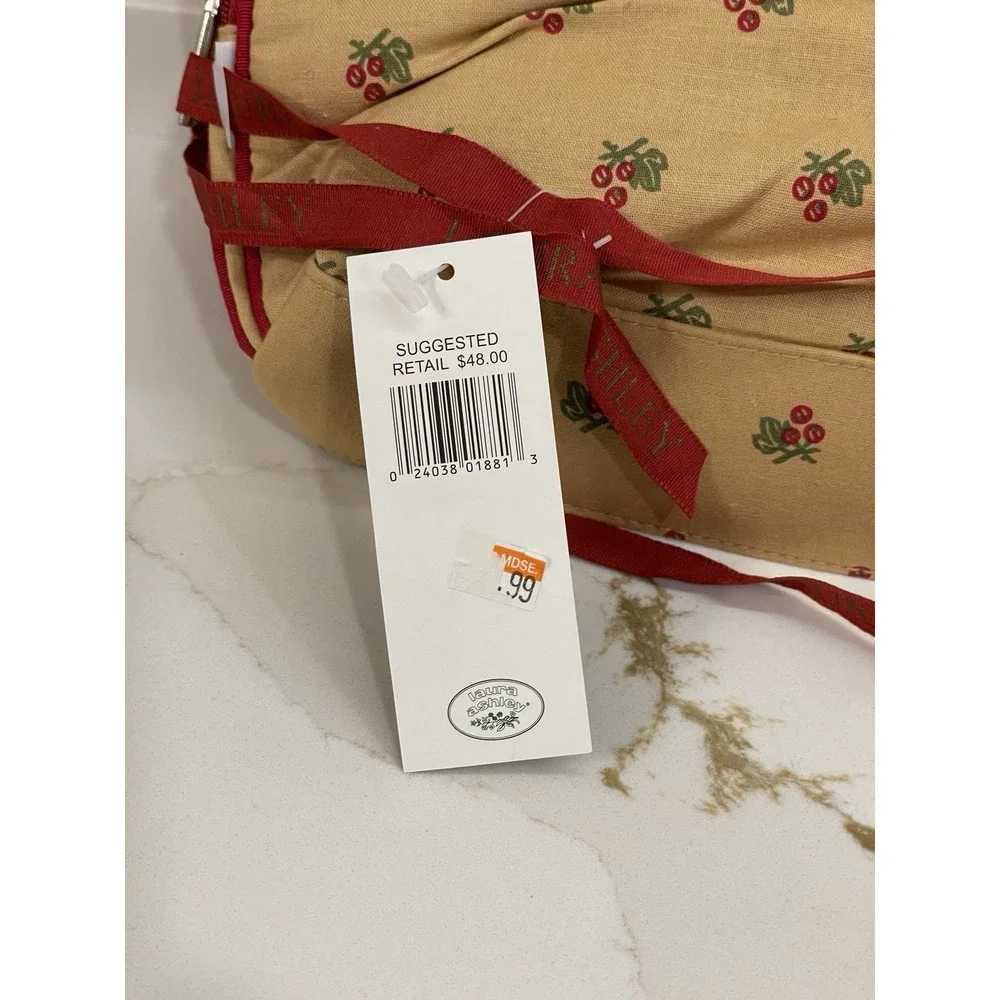 Vintage Laura‎ Ashley Fabric Toiletry Bag Set Red Tan Zipper Floral Cottage New
